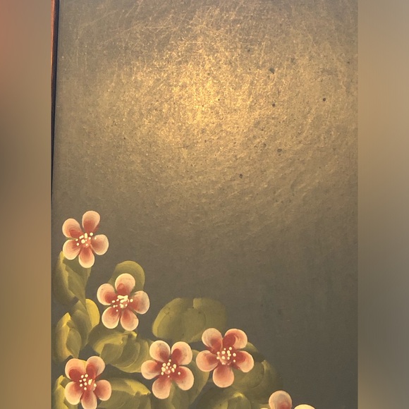 7612 VTG Chalkboard Wall Hang Pink Blossom Floral Embellished leather wall hang - Picture 2 of 6